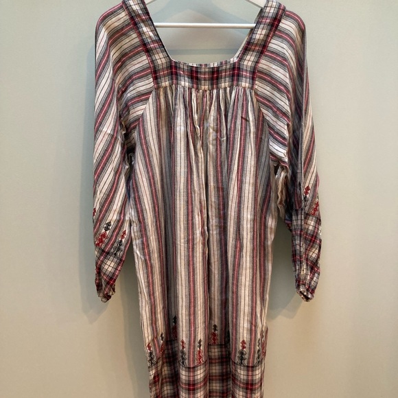 Mes Demoiselles Paris Talulla Embroided Dress Tartan Ecru Free People FR 38 (US6 - Picture 2 of 8
